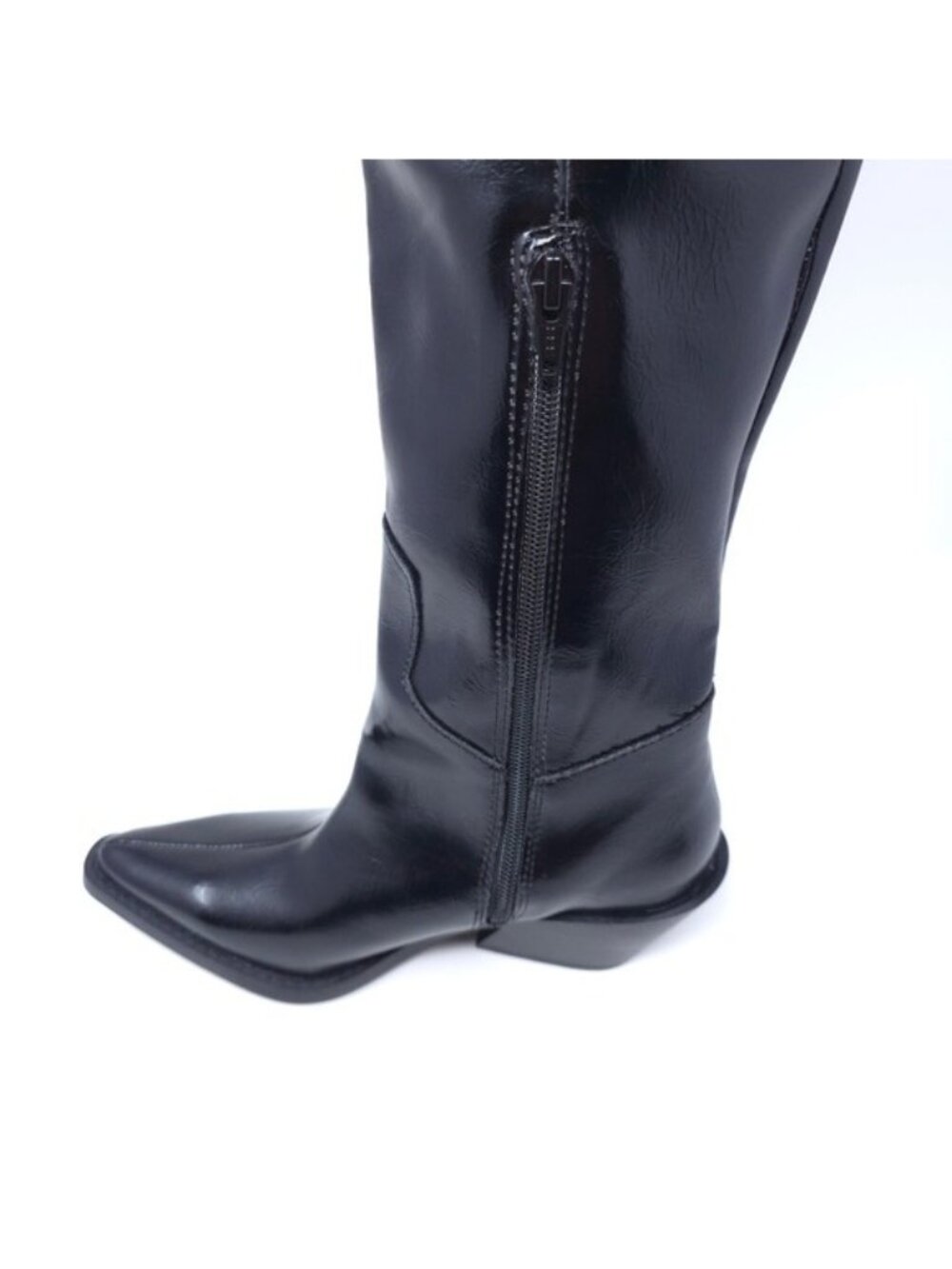 Wild Pair Luelap Boots Black Faux Leather Western Knee High - Picture 6 of 11
